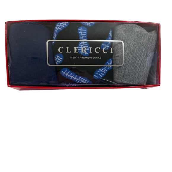 Men’s Crew Socks New Boxed Gift Set- 3 Pack- Navy Blue/Gray Theme - Picture 6 of 7